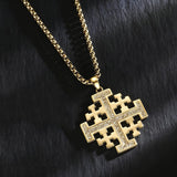 14K Gold Plated Cross Pendant Necklace Protection Jewelry Religious Gift