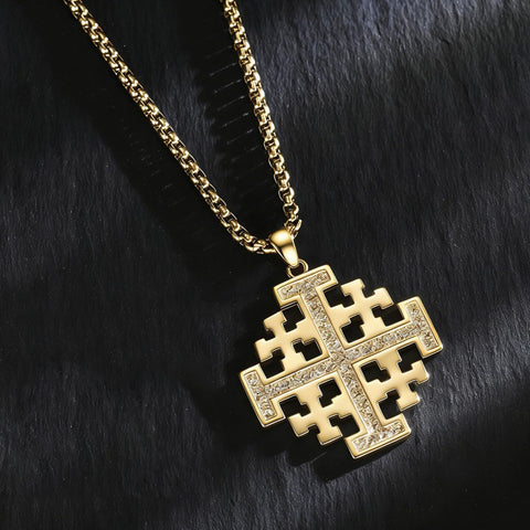 14K Gold Plated Cross Pendant Necklace Protection Jewelry Religious Gift