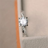 Sterling Silver 7x7mm Round Cut Gemstone Twist Infinity Engagement Ring for Women