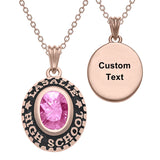 Sterling Silver Personalized Birthstone Engraved Class Graduation Pendant Necklace Graduation Gift