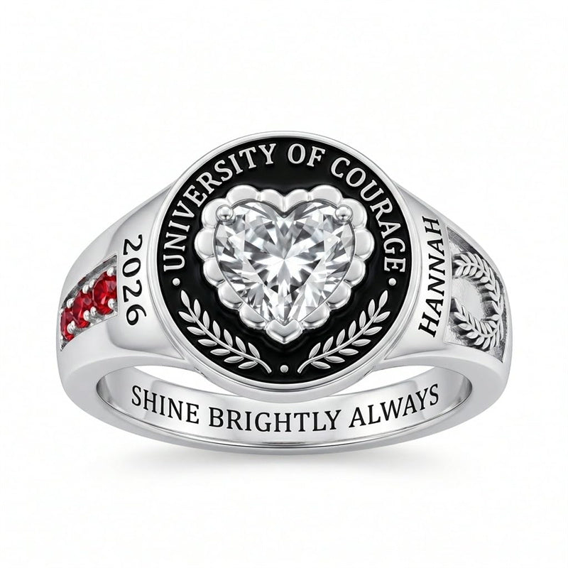 Sterling Silver Personalized Birthstone Class Ring for Women
