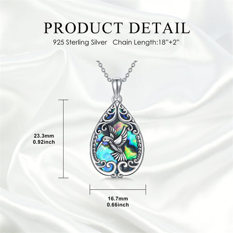 Sterling Silver Abalone Shell Dragonfly Butterfly Bee Hummingbird Pendant Necklace for Women