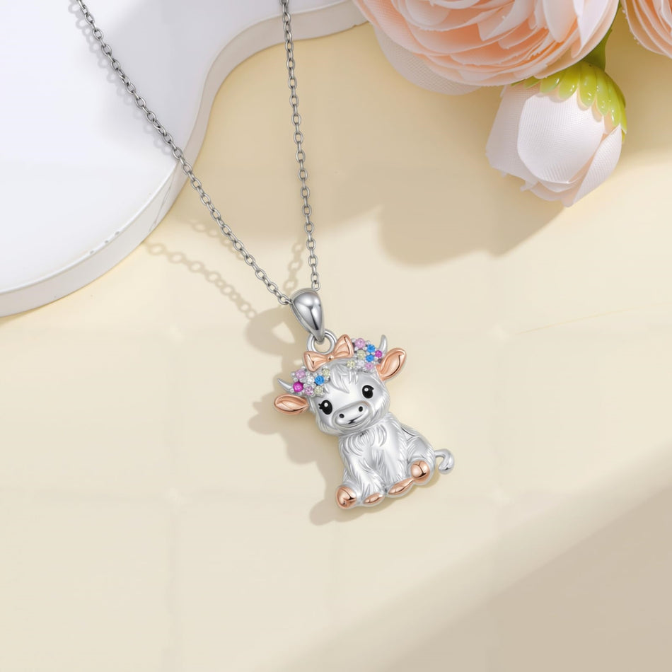 Sterling Silver Highland Cow Necklace