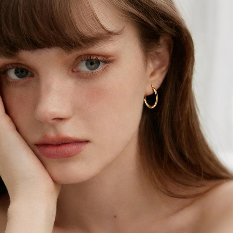 14K Gold Plated  Hoop Earrings for Women