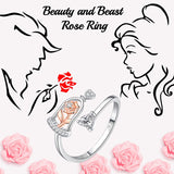 Beauty and the Beast Rose Ring Birthstone Rings for Women925  Silver Adjustable Rose Rings Jewelry Gifts for Women