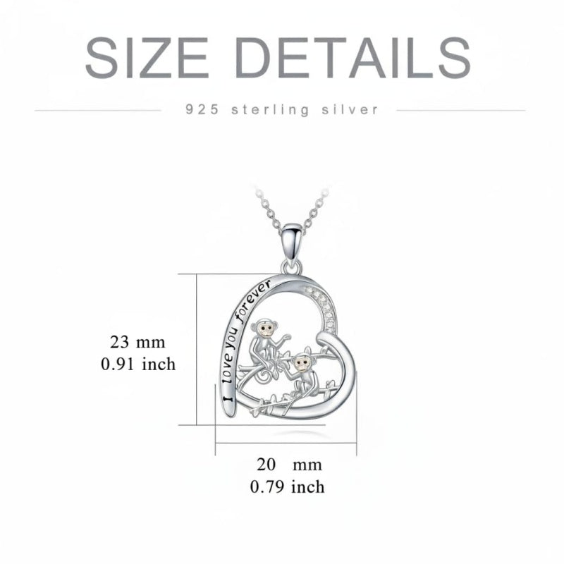 Sterling Silver Mother Daughter Squirrel Monkey Butterfly Bee Owl Necklace Engraved I Love You Forever