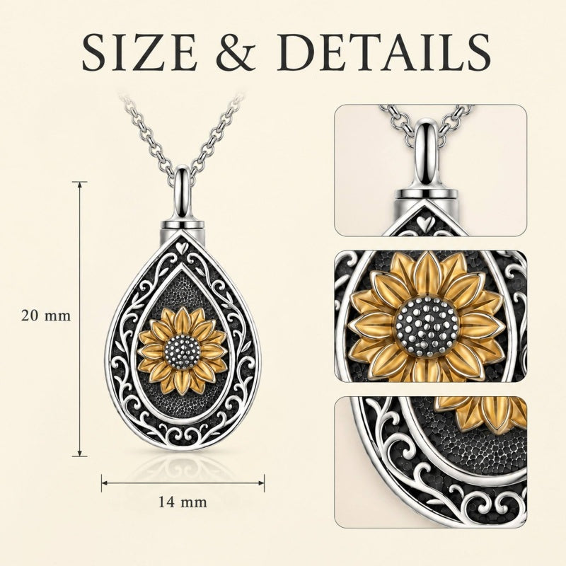 Sterling Silver Cross Hummingbird Cardinal  Rose Sunflower Urn  Necklace for Ashes Cremation Jewelry