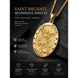 14K Gold Plated Saint Medal Christian  Pendant Necklace for Men