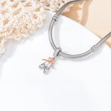 Sterling Silver Cubic Zirconia Ballet Shoe Charm  Beads for Bracelet Jewelry for Women