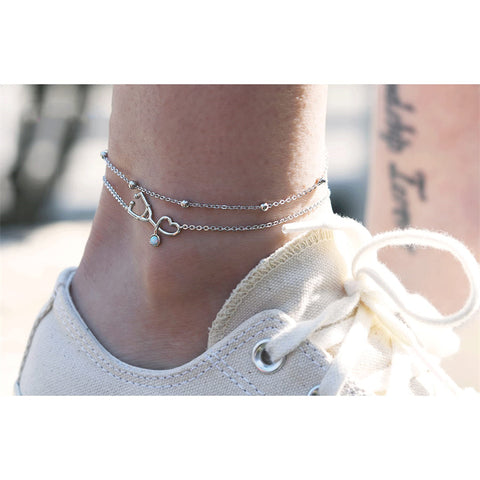 Sterling Silver Multi-layered Animal Anklet