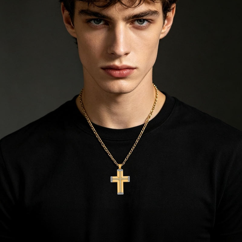 14K Gold  Plated Cross Necklace Simple Religious Jewelry Gift