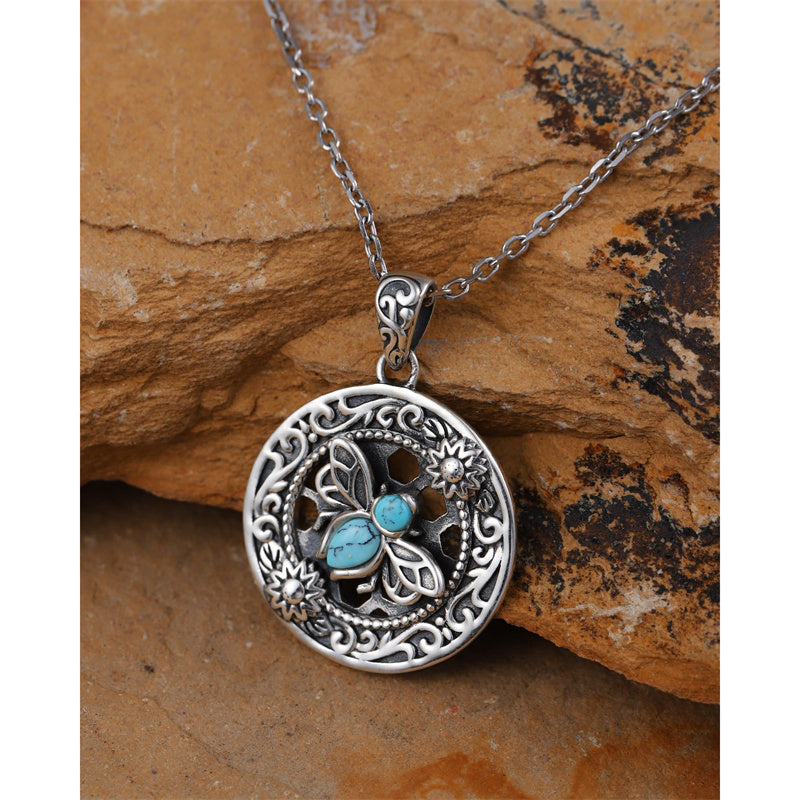 Sterling Silver Turquoise Butterfly Angel Wing Bee Hummingbird Pendant Necklace
