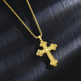 14K Gold Plated Cross Pendant Necklace Protection Jewelry Religious Gift