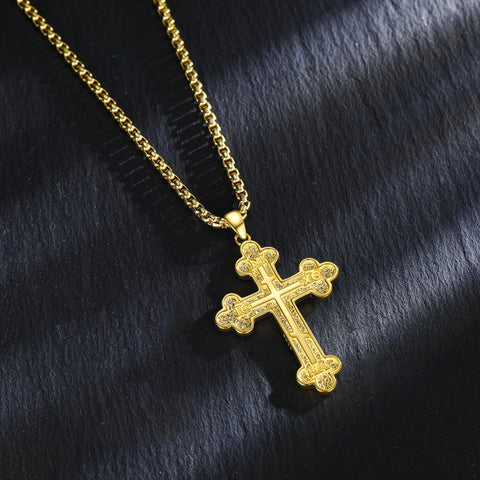 14K Gold Plated Cross Pendant Necklace Protection Jewelry Religious Gift