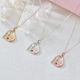 10K 14K 18K Gold Father Daughter Heart Pendant Necklace