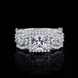14K Gold Plated  1.5CT  Princess Cubic Zirconia Infinity Twist Engagement Rings  Anniversary Wedding Band Bridal Sets