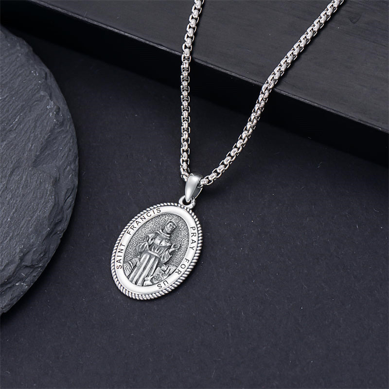 Sterling Silver Saint Joseph St Michael Saint Peter Saint Christopher Religious Pendant Necklace