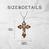 Sterling Silver Russian Eastern Orthodox Cross Pendant Necklace