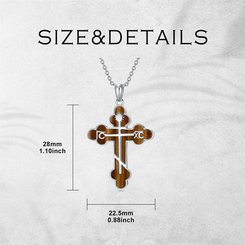Sterling Silver Russian Eastern Orthodox Cross Pendant Necklace