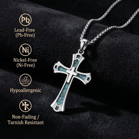 14K Gold Plated Cross Pendant Necklace Protection Jewelry Religious Gift