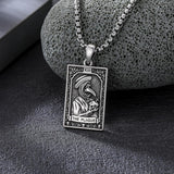 Sterling Silver Tarot Card Pendant  Necklace for Men Gothic Amulet Jewelry