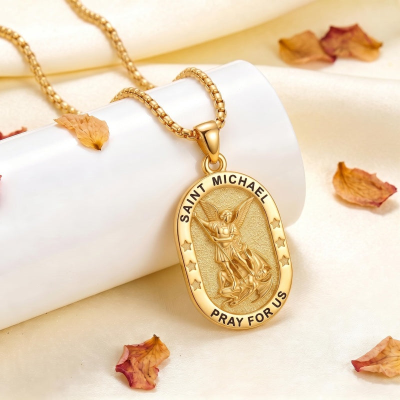 14K Gold  Plated Patron Saint Pendant Necklace Catholic Saints Religious Protective Jewelry Gift