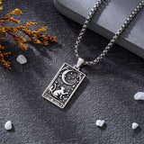 Sterling Silver Tarot Card Pendant  Necklace for Men Gothic Amulet Jewelry