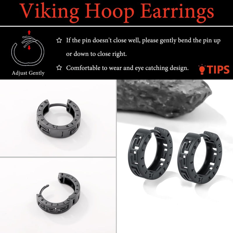 14K Gold Plated  Viking Hoop Earrings