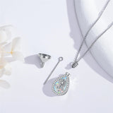 Sterling Silver Teardrop Opal 12 Birth Flower Urn Necklaces for Ashes