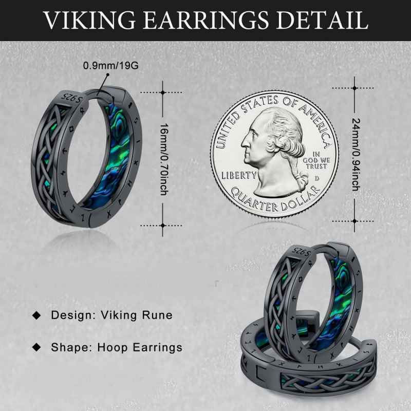 14K Gold Plated  Viking Hoop Earrings