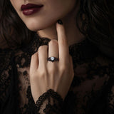 Sterling Silver 10K 14K 18K Gold Custom Engraved  Moissanite Gothic Ring for Women Halloween Gift