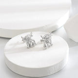 Sterling Sliver Highland Cow Stud  Dangle Earrings