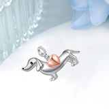 Sterling Silver Dachshund  Dog Charm Beads