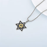 Sterling Silver Star of David Pendant Necklace for Men