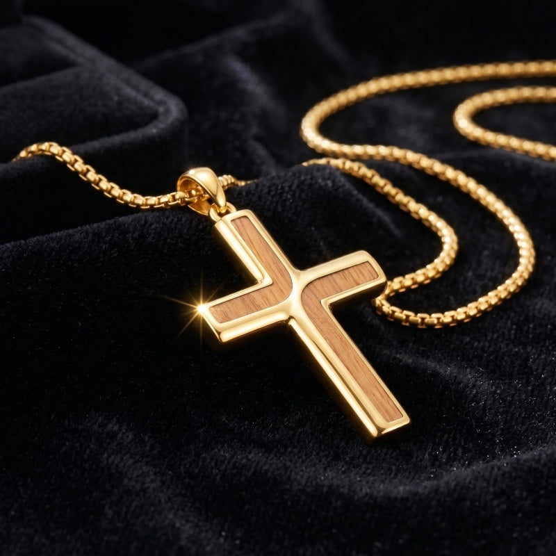 14K Gold Plated Cross Pendant Necklace Religious Confirmation Jewelry