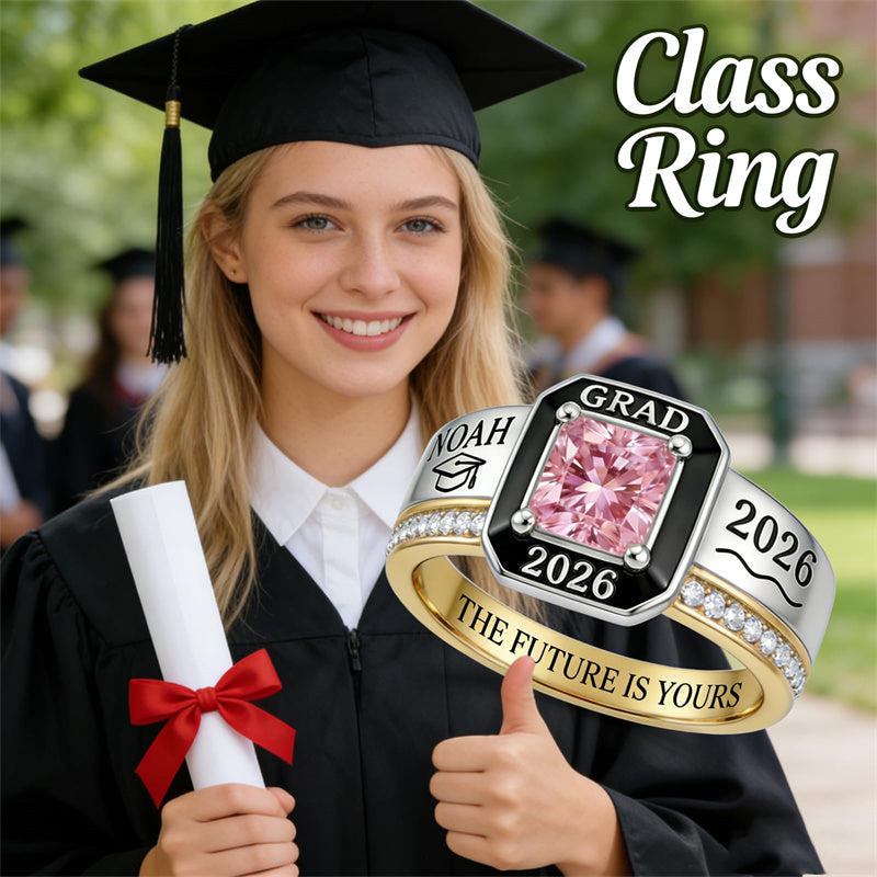Sterling Silver Personalized Birthstone Class Ring Graduation Gifts for Women