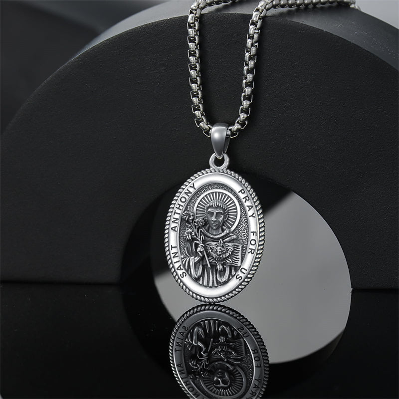 Sterling Silver Saint Joseph St Michael Saint Peter Saint Christopher Religious Pendant Necklace