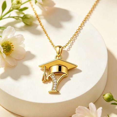Initial  Graduation 14K Gold Plated Inspiring Grad Pendant Necklace Graduations Jewelry Gifts
