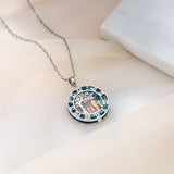 Sterling Silver Blue Crystal Tree of Life Father Daughter Mother Daughter Sister Pendant Necklace