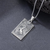 Sterling Silver Tarot Card 12 Zodiac Sign Pendant Necklace