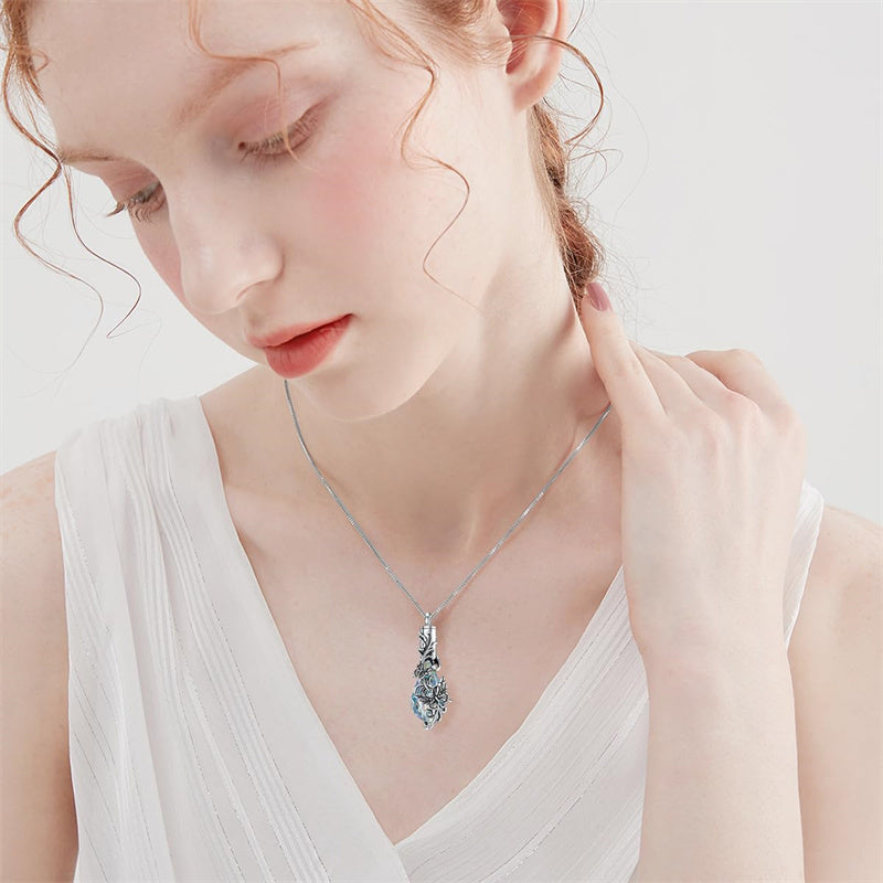 Sterling Silver Teardrop Crystal Butterfly Dragonfly Fox Hummingbird Phoenix Tree of Life Urn Necklaces for Ashes