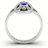 Sterling Silver Personalized Birthstone Engraved Soulful Window Ring