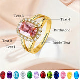 Copper Personalized Birthstone Engraved Class Ring for Her