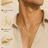 Cubic Zircon 14K Gold Plated Initial Letter A-Z Pendant Necklace