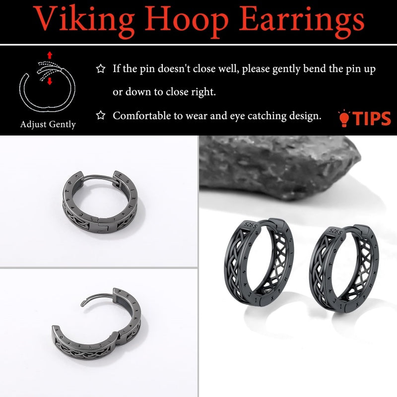 14K Gold Plated  Viking Hoop Earrings