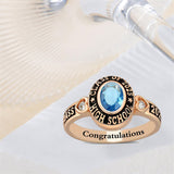 Sterling Silver Personalized Engraved Birthstone Class Ring Graduation Ring