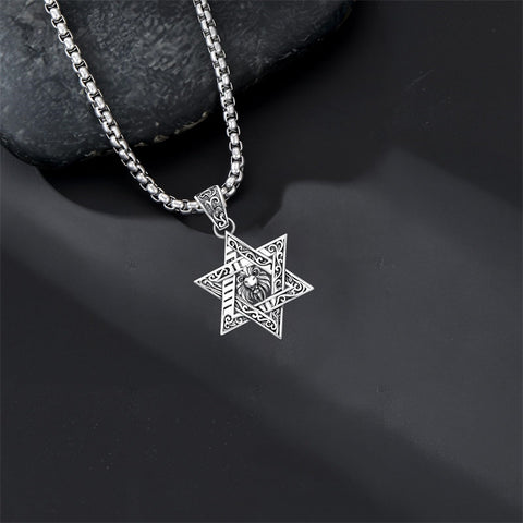 Sterling Silver Star of David Chai Cross Evil Eye Lion of Judah Menorah Tree of Life Protection Pendant Necklace