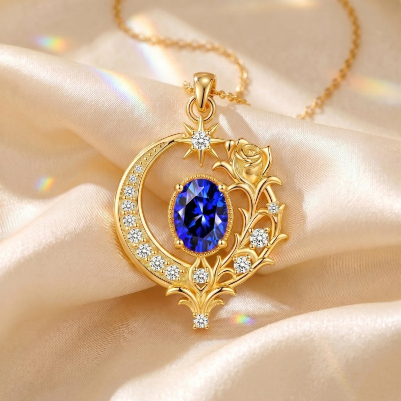 14K Gold Plated  Birthstone Rose Flower Necklace  Birthday Christmas Jewelry Gift