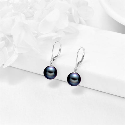 14k Gold Freshwater Pearl Dangle Leverback Earrings