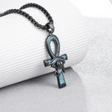14K Gold Plated Turquoise Wolf Thor's Hammer Ankh Dragon Lion Compass Crucifix Pendant Necklace for Men